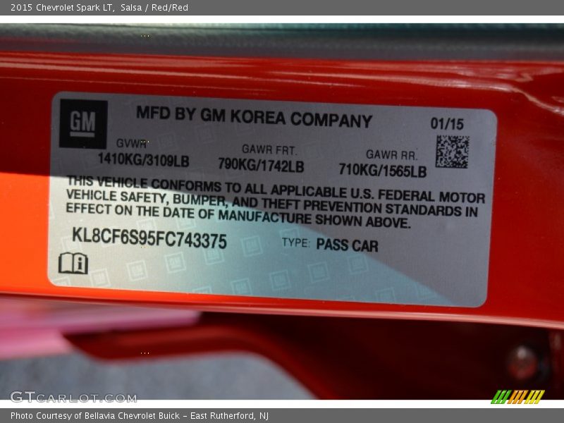 Salsa / Red/Red 2015 Chevrolet Spark LT