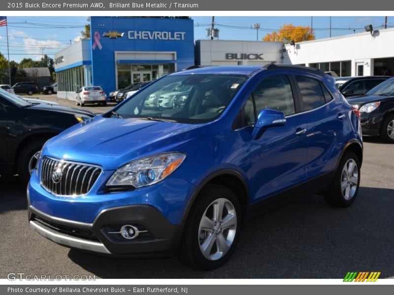 Brilliant Blue Metallic / Titanium 2015 Buick Encore Premium AWD