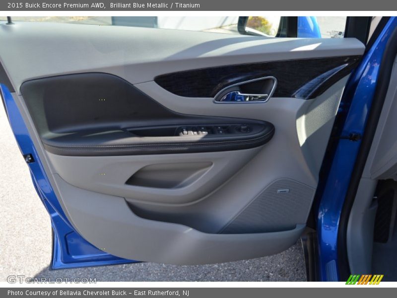 Brilliant Blue Metallic / Titanium 2015 Buick Encore Premium AWD