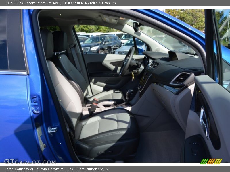 Brilliant Blue Metallic / Titanium 2015 Buick Encore Premium AWD