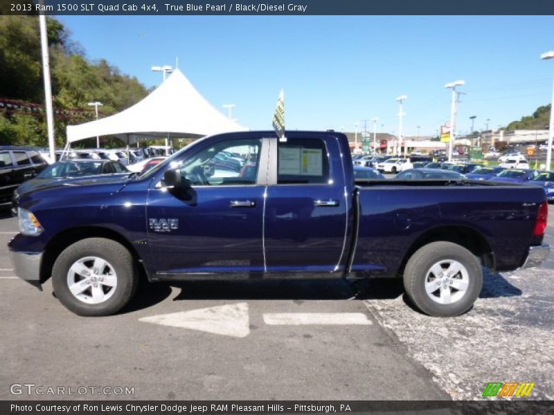 True Blue Pearl / Black/Diesel Gray 2013 Ram 1500 SLT Quad Cab 4x4
