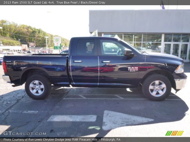 True Blue Pearl / Black/Diesel Gray 2013 Ram 1500 SLT Quad Cab 4x4