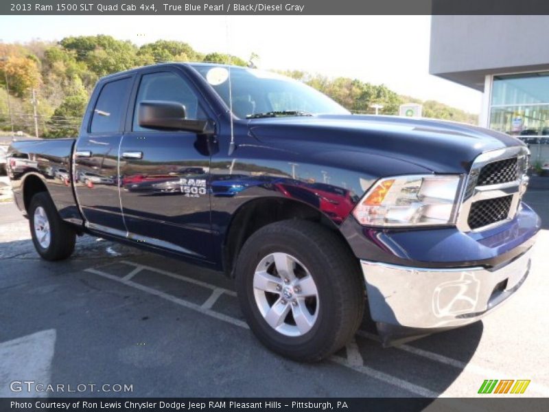 True Blue Pearl / Black/Diesel Gray 2013 Ram 1500 SLT Quad Cab 4x4