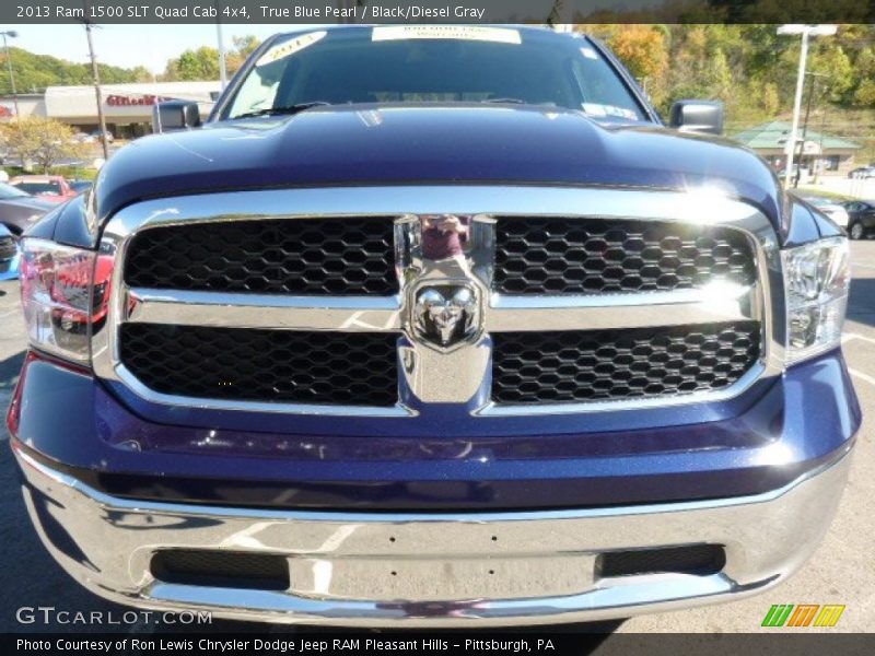 True Blue Pearl / Black/Diesel Gray 2013 Ram 1500 SLT Quad Cab 4x4