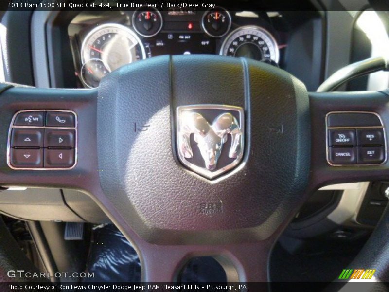 True Blue Pearl / Black/Diesel Gray 2013 Ram 1500 SLT Quad Cab 4x4
