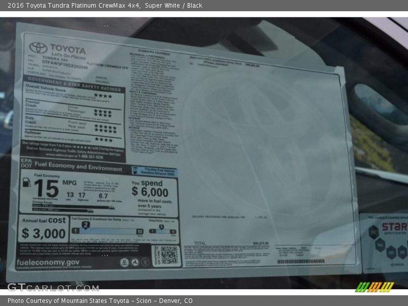 Super White / Black 2016 Toyota Tundra Platinum CrewMax 4x4