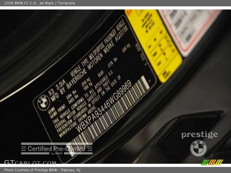 Jet Black / Terracotta 2006 BMW X3 3.0i