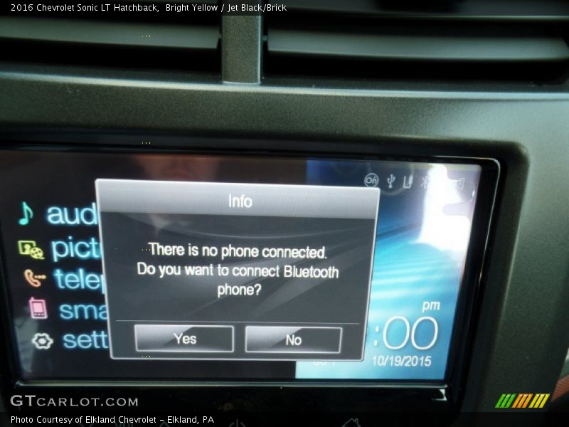 Bright Yellow / Jet Black/Brick 2016 Chevrolet Sonic LT Hatchback