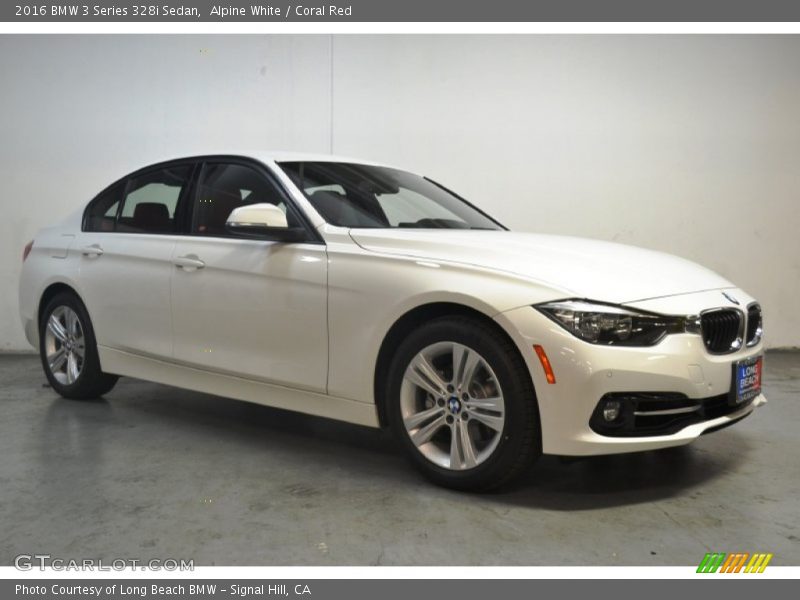 Alpine White / Coral Red 2016 BMW 3 Series 328i Sedan