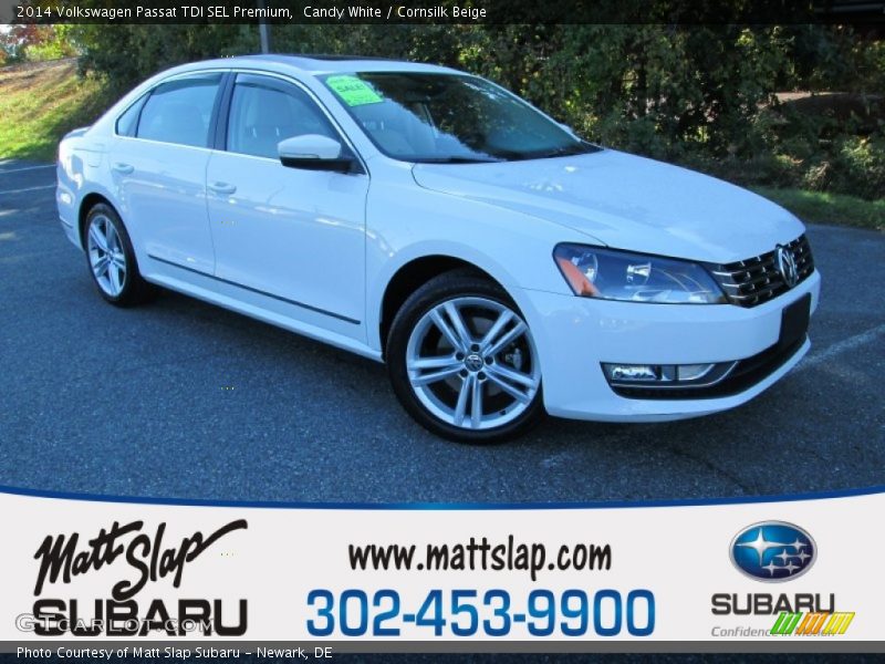 Candy White / Cornsilk Beige 2014 Volkswagen Passat TDI SEL Premium