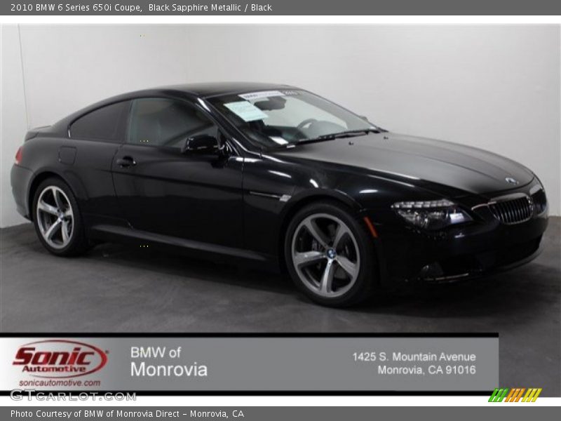Black Sapphire Metallic / Black 2010 BMW 6 Series 650i Coupe