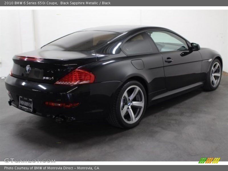 Black Sapphire Metallic / Black 2010 BMW 6 Series 650i Coupe
