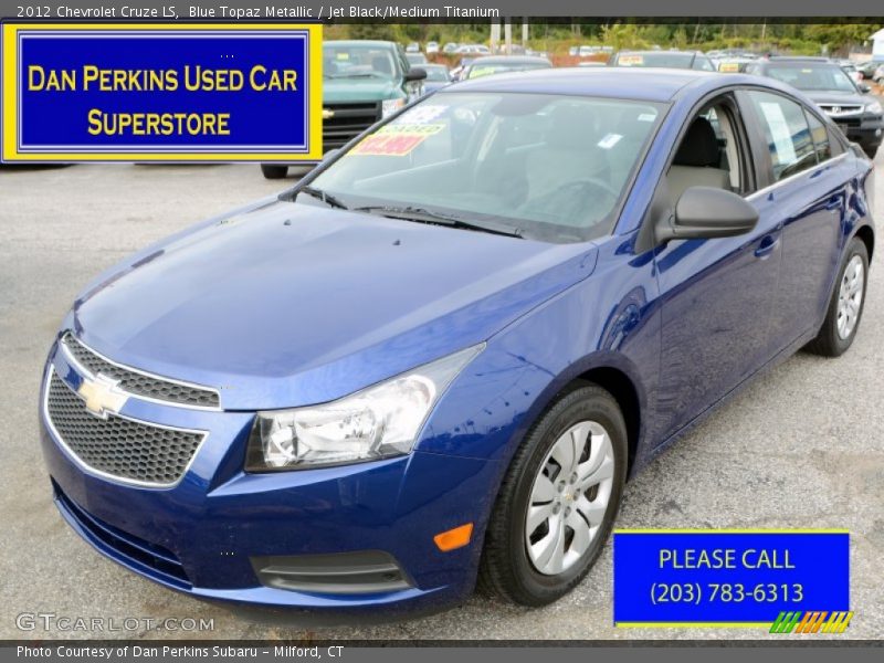 Blue Topaz Metallic / Jet Black/Medium Titanium 2012 Chevrolet Cruze LS