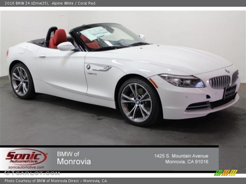 Alpine White / Coral Red 2016 BMW Z4 sDrive35i