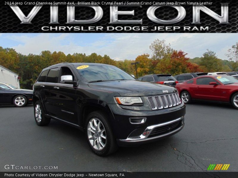 Brilliant Black Crystal Pearl / Summit Grand Canyon Jeep Brown Natura Leather 2014 Jeep Grand Cherokee Summit 4x4