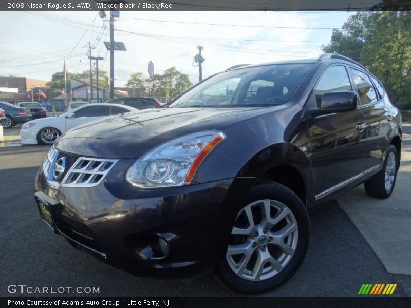 Wicked Black / Black/Red 2008 Nissan Rogue SL AWD