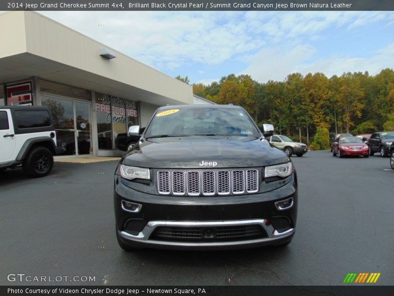 Brilliant Black Crystal Pearl / Summit Grand Canyon Jeep Brown Natura Leather 2014 Jeep Grand Cherokee Summit 4x4