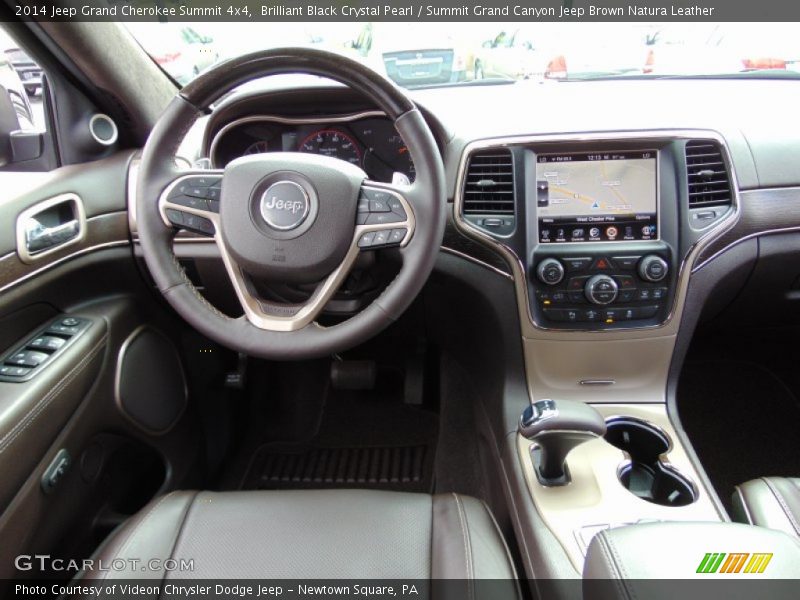 Brilliant Black Crystal Pearl / Summit Grand Canyon Jeep Brown Natura Leather 2014 Jeep Grand Cherokee Summit 4x4