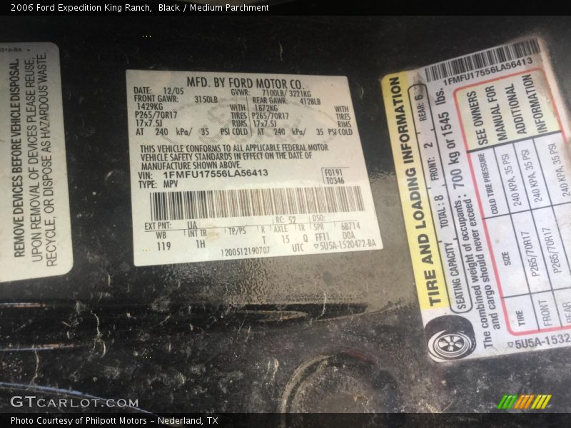 Black / Medium Parchment 2006 Ford Expedition King Ranch