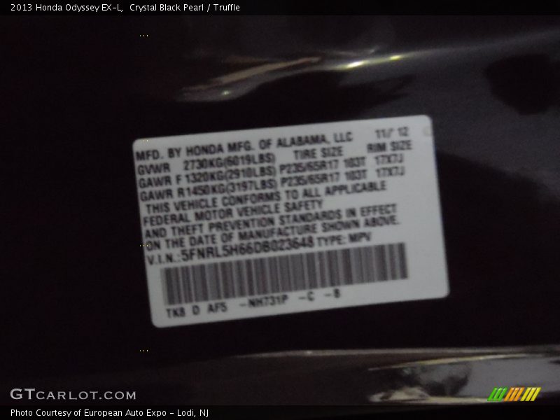 Crystal Black Pearl / Truffle 2013 Honda Odyssey EX-L