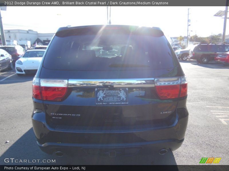 Brilliant Black Crystal Pearl / Dark Graystone/Medium Graystone 2012 Dodge Durango Crew AWD