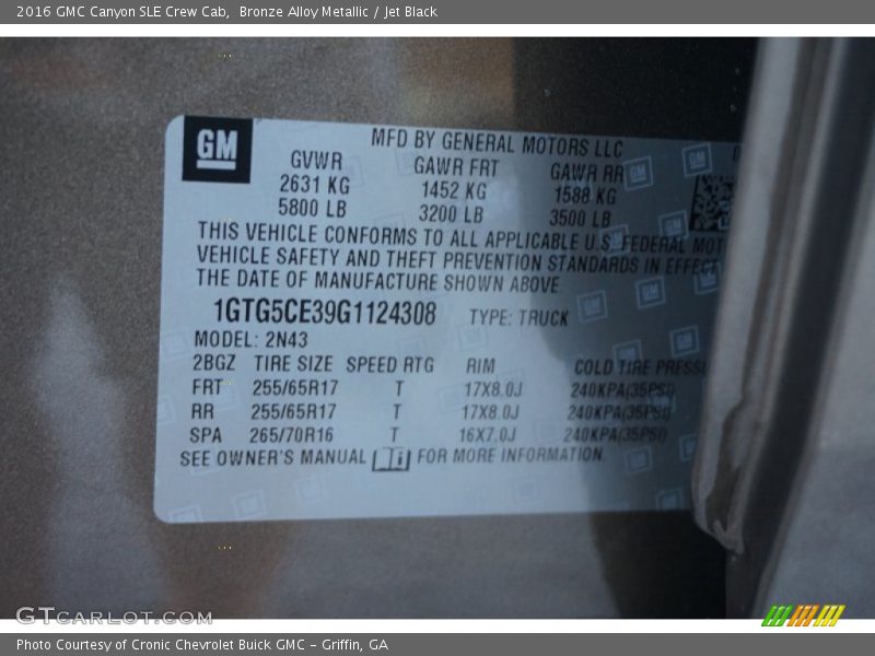 Bronze Alloy Metallic / Jet Black 2016 GMC Canyon SLE Crew Cab