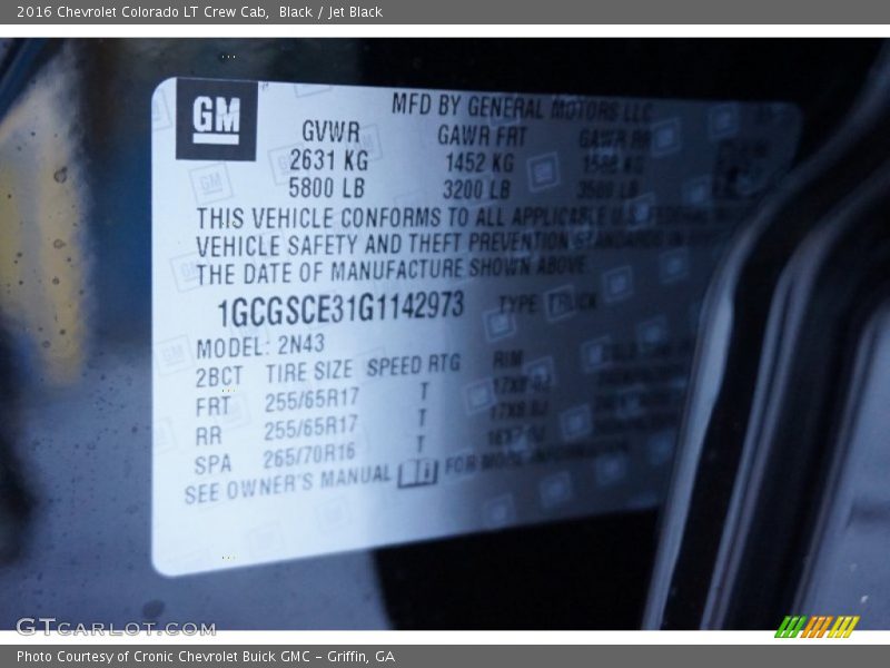 Black / Jet Black 2016 Chevrolet Colorado LT Crew Cab
