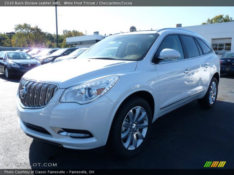 White Frost Tricoat / Choccachino/Cocoa 2016 Buick Enclave Leather AWD