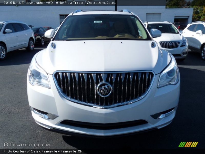 White Frost Tricoat / Choccachino/Cocoa 2016 Buick Enclave Leather AWD