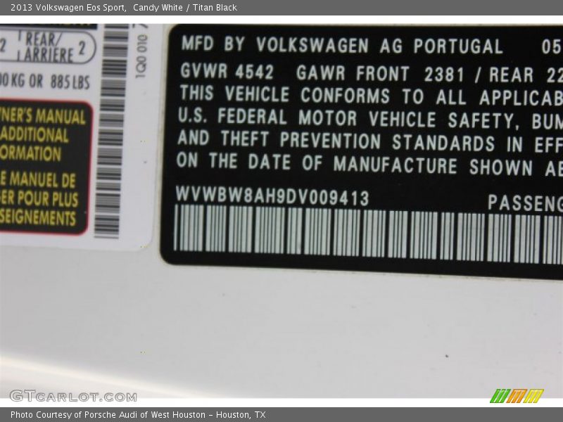 Candy White / Titan Black 2013 Volkswagen Eos Sport