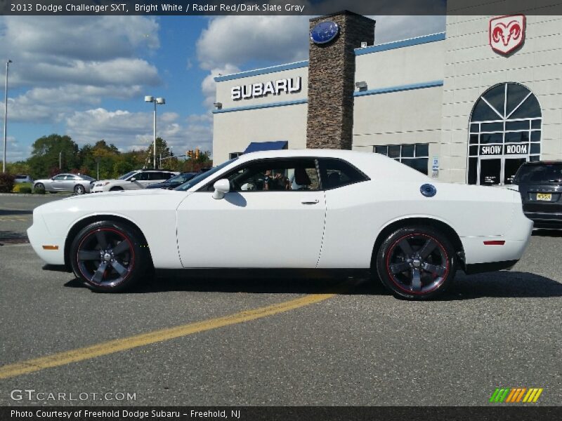 Bright White / Radar Red/Dark Slate Gray 2013 Dodge Challenger SXT