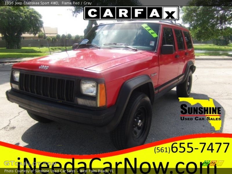 Flame Red / Gray 1996 Jeep Cherokee Sport 4WD