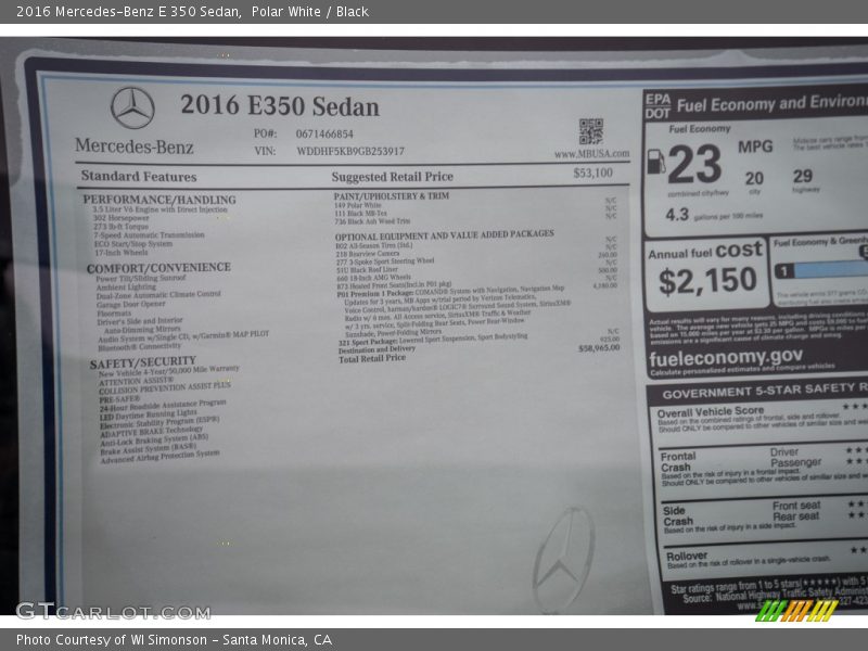 Polar White / Black 2016 Mercedes-Benz E 350 Sedan