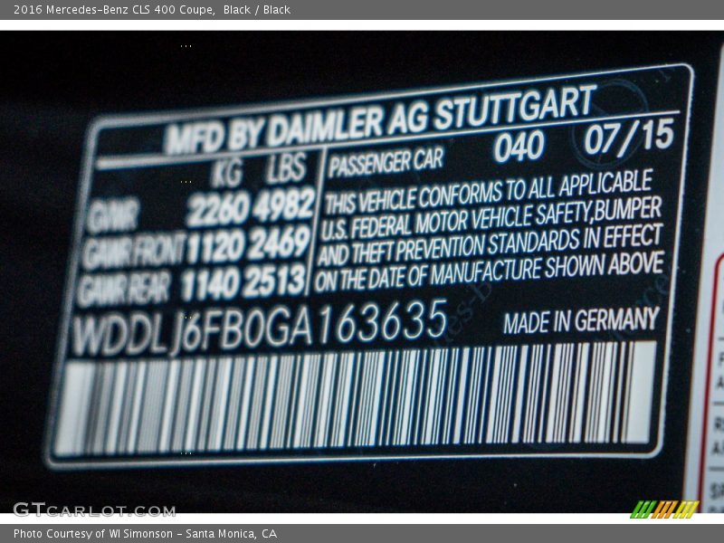 Black / Black 2016 Mercedes-Benz CLS 400 Coupe