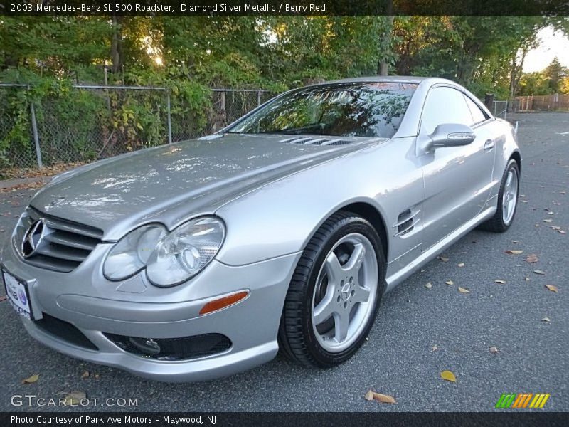 Diamond Silver Metallic / Berry Red 2003 Mercedes-Benz SL 500 Roadster