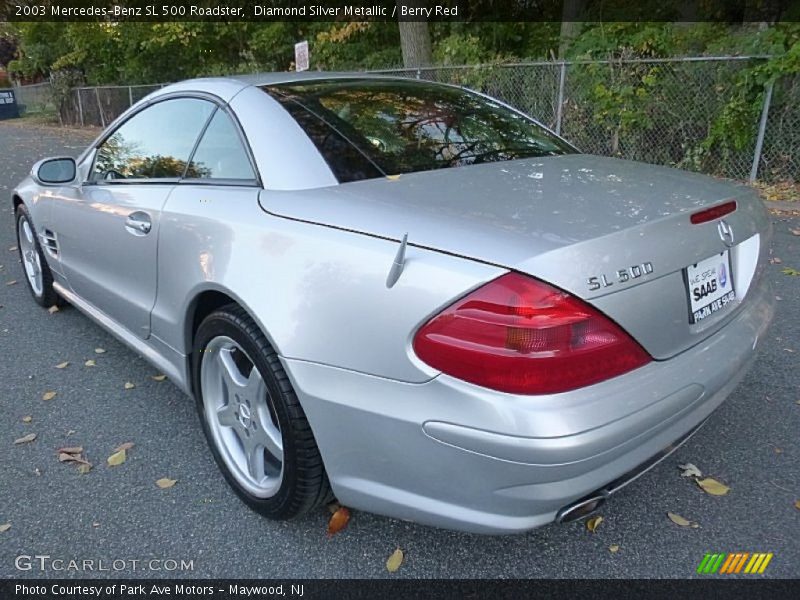 Diamond Silver Metallic / Berry Red 2003 Mercedes-Benz SL 500 Roadster