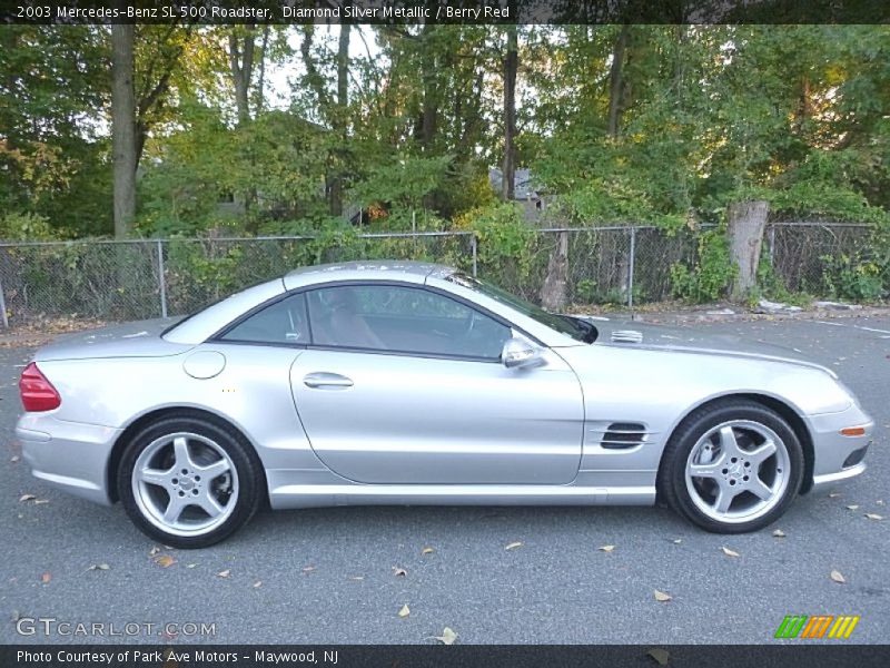 Diamond Silver Metallic / Berry Red 2003 Mercedes-Benz SL 500 Roadster