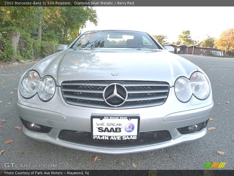 Diamond Silver Metallic / Berry Red 2003 Mercedes-Benz SL 500 Roadster