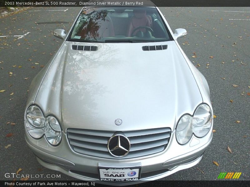 Diamond Silver Metallic / Berry Red 2003 Mercedes-Benz SL 500 Roadster