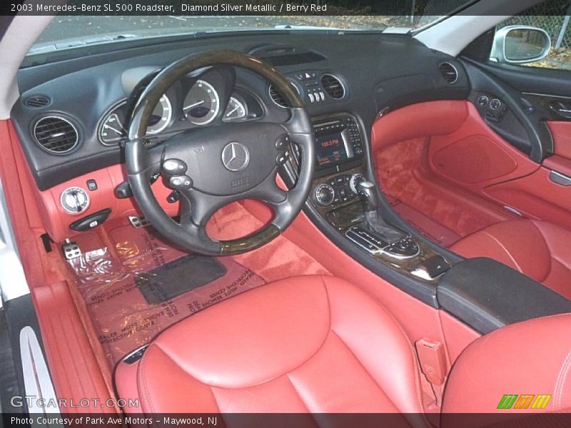 Diamond Silver Metallic / Berry Red 2003 Mercedes-Benz SL 500 Roadster