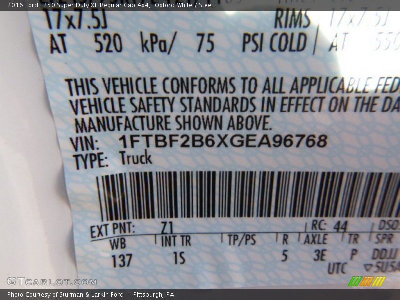 Oxford White / Steel 2016 Ford F250 Super Duty XL Regular Cab 4x4