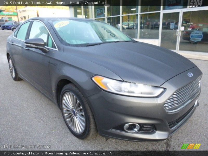Magnetic Metallic / Charcoal Black 2015 Ford Fusion Titanium AWD