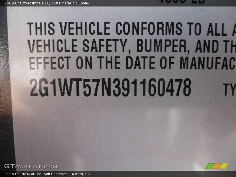 Slate Metallic / Ebony 2009 Chevrolet Impala LT