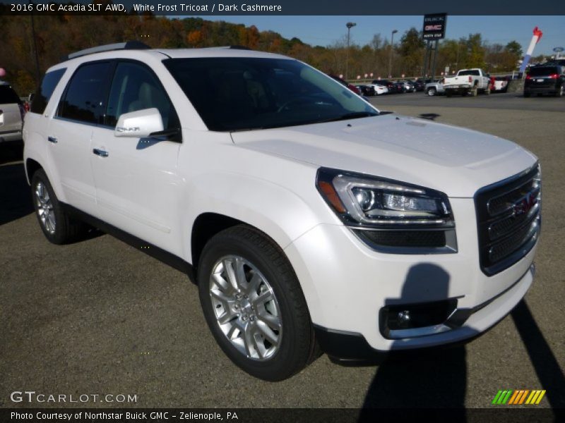 White Frost Tricoat / Dark Cashmere 2016 GMC Acadia SLT AWD