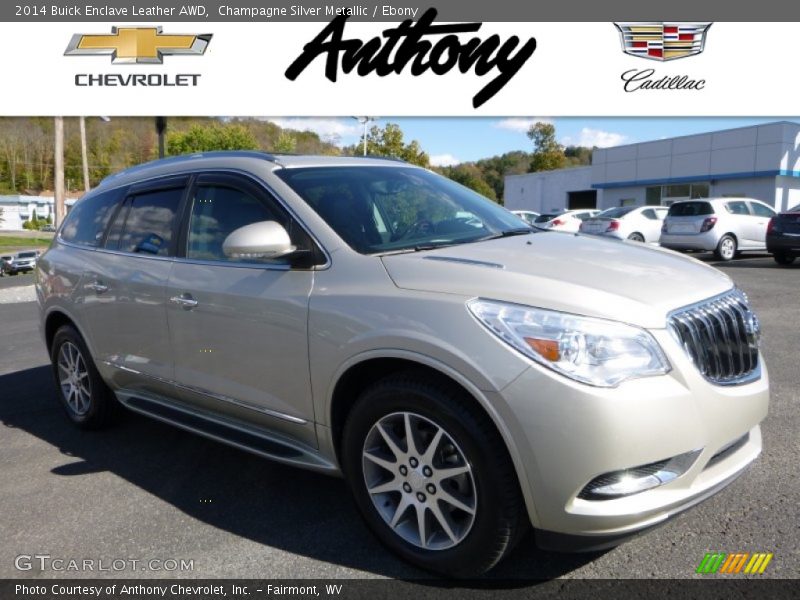 Champagne Silver Metallic / Ebony 2014 Buick Enclave Leather AWD