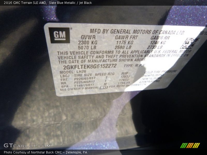 Slate Blue Metallic / Jet Black 2016 GMC Terrain SLE AWD