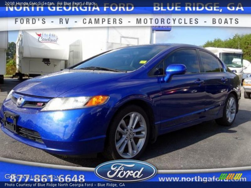 Fiji Blue Pearl / Black 2008 Honda Civic Si Sedan