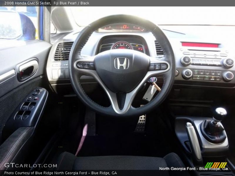 Fiji Blue Pearl / Black 2008 Honda Civic Si Sedan