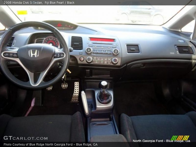 Fiji Blue Pearl / Black 2008 Honda Civic Si Sedan