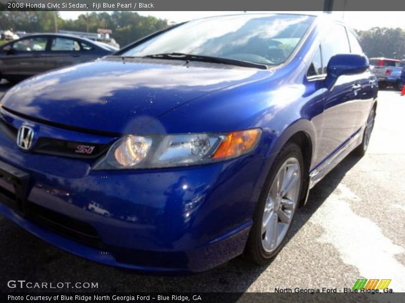 Fiji Blue Pearl / Black 2008 Honda Civic Si Sedan